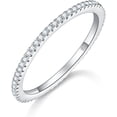 thumbnail image 1 of BORUO Anillo de plata de ley con circonita cúbica, elegante banda de plata de ley de 3 mm, anillos de plata de ley para mujer, perfecto para regalar anillos de plata de ley 925, tamaño 4-12, 1 of 3