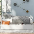 thumbnail image 2 of Twin Size Platform Bed with Two Drawers, Platform Bed with Storage, Wooden Twin Bed Frame (White), 2 of 6