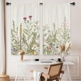 thumbnail image 4 of Floral Kitchen Curtains Small Wildflower Cafe Curtains Green Leaves Plant Botanical Rod Pocket Farmhouse Sage Herb Living Room Bedroom Window Drape Treatment Fabric 2 Panels 27.5 x 39 Inch, 4 of 4