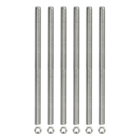 

Uxcell 6Pack M6 x 300mm Fully Threaded Rod w 6Pack Hex Nuts 1mm Pitch 304 Stainless Steel Right Hand Threaded Rod