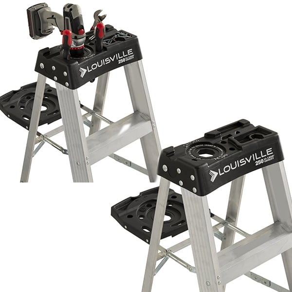 Louisville Ladder 6' Aluminum Step Ladder, 10' Reach, 250 lbs Load Capacity, W-2112-06S Louisville Ladder 6' Aluminum Step Ladder, 10' Reach, 250 lbs Load Capacity, W-2112-06S