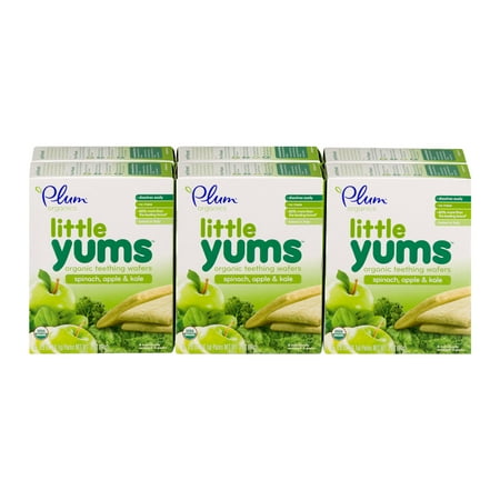 Plum Organics Little Yums Spinach, Apple & Kale Organic Teething Wafers, 0.5 oz, 6 count (Pack of 6)