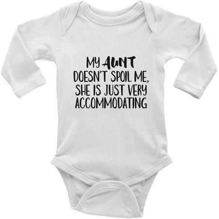 

My Auntie Doesn t Spoil Me Just Very Accommodating Unisex Baby Bodysuit Cartoon Long Sleeve Romper Jumpsuit