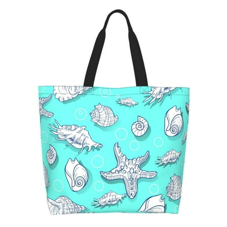 Rocae Seashell And Starfish for Big Capacity Shoulder Bag with Pockets,Tote Bag for Women Handbag
