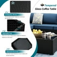 thumbnail image 3 of Walsunny 15 Pieces Patio Wicker Rattan Fire Pit Furniture Conversation Sets with Outdoor Sectional Sofa,45" Gas Propane Fire Pit Table,Glass Coffee Table,Black Rattan Aegean Blue Cushion, 3 of 6