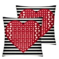 thumbnail image 2 of nygtbtfer Valentines Day Valentines Day Decor Black White Stripes Dots Red Love Heart Decorative Outdoor Throw Pillows Cushion Covers Rustic Decor for Couch Sofa Bed White, 2 of 6