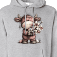 thumbnail image 3 of Inktastic Cute Cow with Flowers Pastel Illustration Adult Hoodie Sweatshirt, 3 of 4