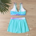 thumbnail image 5 of UTSJKR Women's Gradient Print Bikini Sets with Skirt, Two Piece Swimsuits Tummy Control Bathing Suits with Swim Top Blue S, 5 of 5