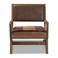 thumbnail image 2 of Baxton Studio Rovelyn Rustic Brown Faux Leather Upholstered Walnut Finished Wood Lounge Chair, 2 of 5