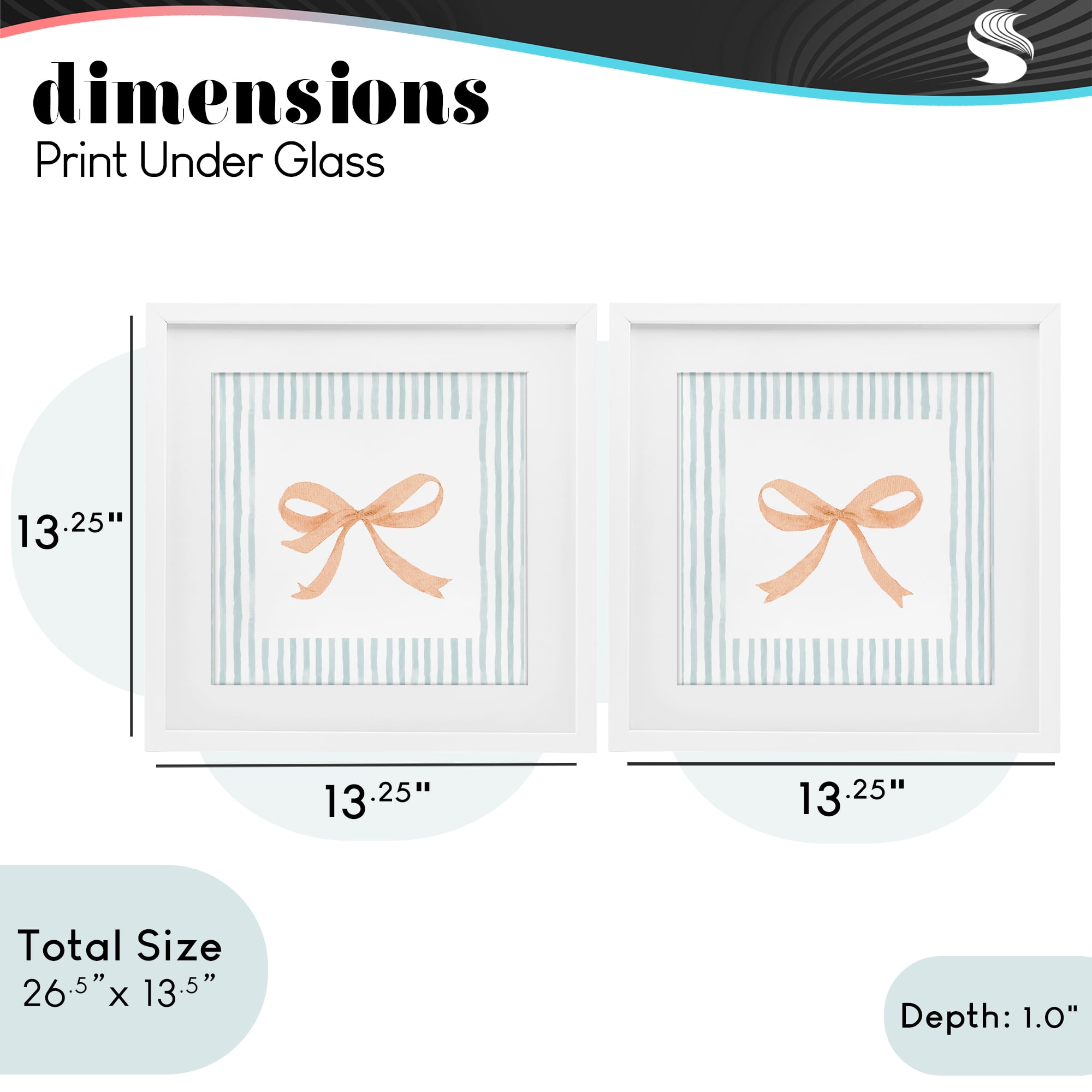 Stupell Industries Orange Bows and Blue Stripes 2 Piece White Framed Print Under Glass Set, design by Patricia Pinto