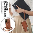 thumbnail image 4 of Allytechgroup Wallet Case for Samsung Galaxy S23 FE, RFID Blocking Crossbody Shoulder Strap Hand Wrist Cards Holder Ring Stand Bumper Drop Protection Phone Case for Girls Women, Brown, 4 of 9