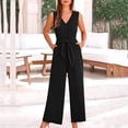 thumbnail image 5 of Sentmoon Women Outfits Cute Rompers for Women Sleeveless V Neck Solid Color Regular Fit Women Jumpsuits Casual Summer for Work and Business Casual, 5 of 9