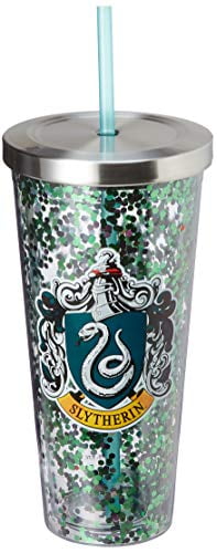 Spoontiques 21612 Slytherin Foil Cup w/Straw Green 20 ounces 