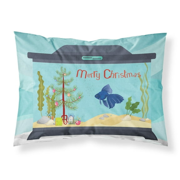 Veiltail Goldfish Merry Christmas Fabric Standard Pillowcase