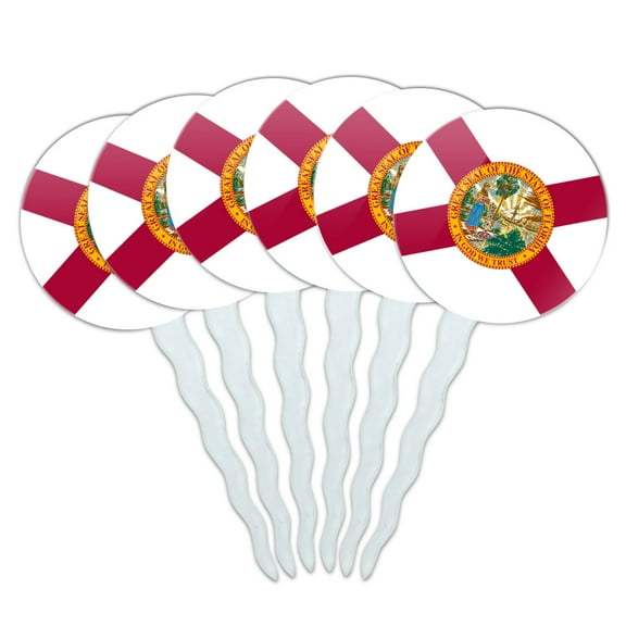 Florida State Flag Cupcake Picks Toppers Decoration Set of 6