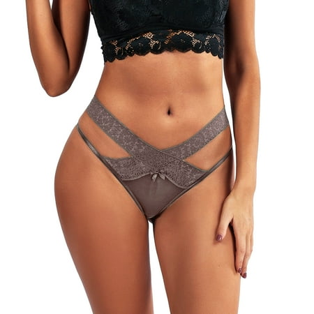 

NEGJ Women Lace Lingerie Temptation Low-waist Panties Thong Underwear