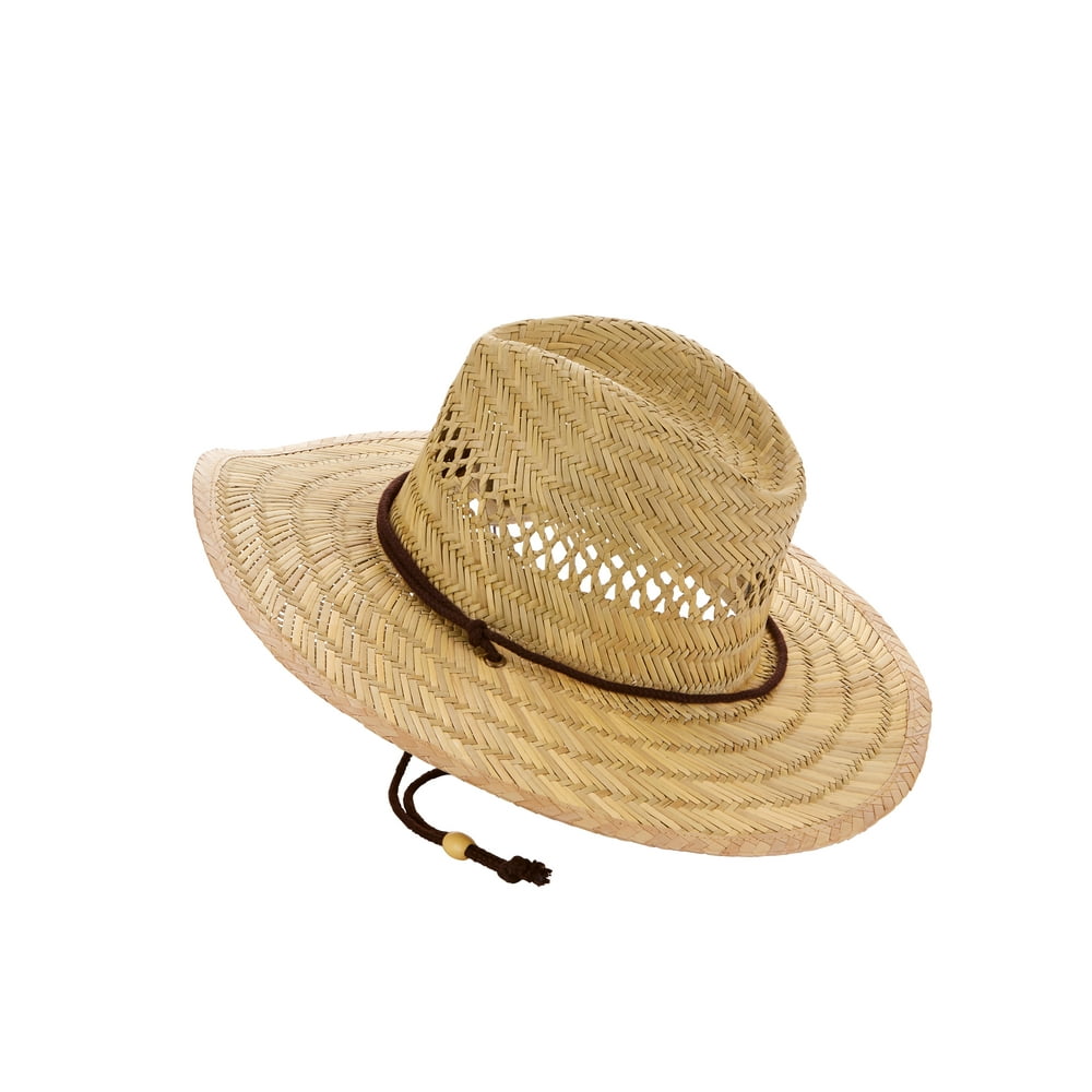 Men's Straw Lifeguard Hat with Adjustable Strap and Ventilated