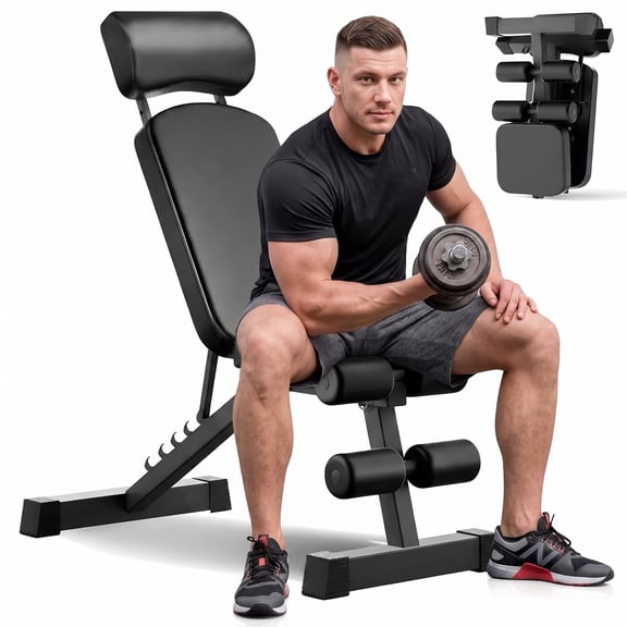JaxShark Adjustable Weight Bench, 770 lb Foldable Bench for Home Gym Black