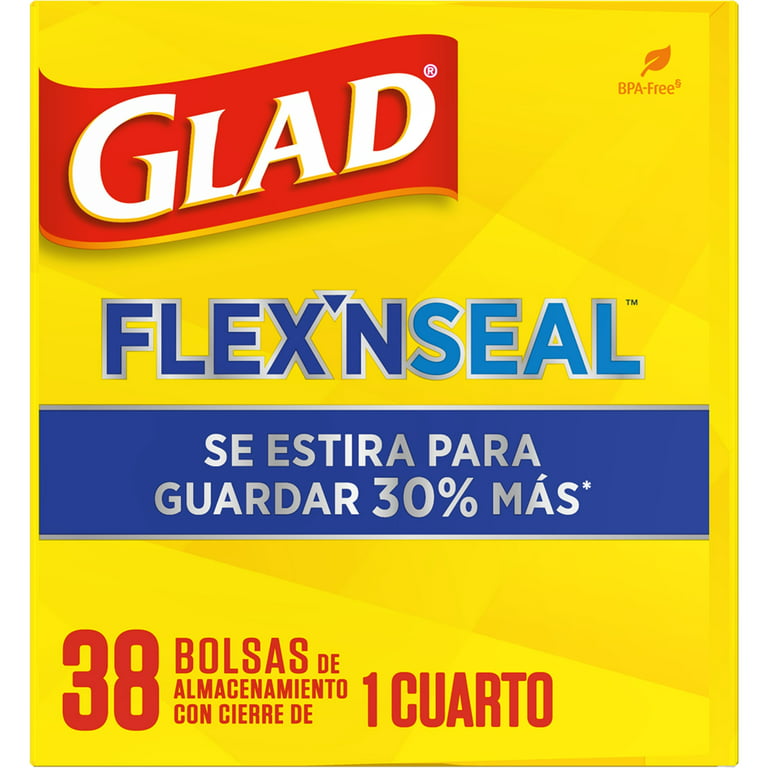 Glad FLEX?N SEAL Food Storage Plastic Bags - Quart - 38 count