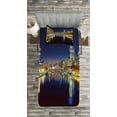 thumbnail image 3 of Ambesonne City Quilted Bedspread Set 2 Pcs, Night in Melbourne River, Twin Size, Indigo Yellow, 3 of 3