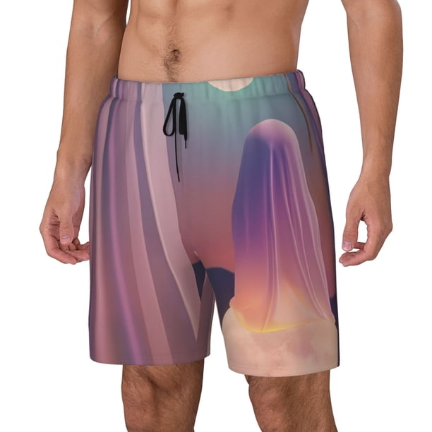 Fotbe Dreamy Moonlit Window Traje de Baño para Hombre – Shorts de Natación de Secado Rápido con Forro y Bolsillos-X-Large
