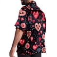 thumbnail image 3 of Valentine's Day Love Men's Short Sleeve Poplin Shirt, Casual Printed Button Down Top for Summer Beach, Spread Collar Unisex Beach Shirt, 3 of 6