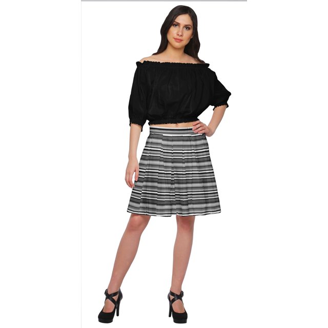 Moomaya Jupe Courte Plissée en Coton Imprimé pour Femmes Vêtements Décontractés