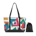 thumbnail image 7 of FORMRS Canvas Laptop Tote Bag for Women with 15.6" Computer Compartments Shoulder Handbag, Purple Triangles, 7 of 7