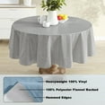 thumbnail image 4 of Newbridge Grey Napa Leaf Solid Color 70 inch Round Vinyl Flannel Backed Tablecloth, 4 of 8