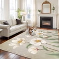 thumbnail image 2 of Large Area Rugs for Living Room Bedroom, White Floral 5'x8' Rug Washable Carpet Runner Indoor Outdoor, Spring Botanical Vintage Flower Leaf Plant Non Slip Floor Mats Rug for Kitchen, Bathroom, 2 of 8