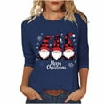 thumbnail image 3 of Weiqiqre Winter Clothing for Women 3/4 Length Sleeve Crew Neck Blouses Dressy Casual Summer T Shirts Loose Fit Chirstmas Clothes, 3 of 5