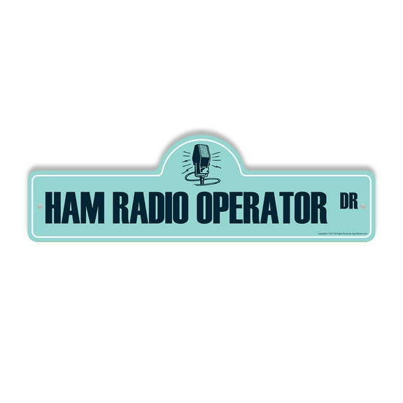 Ham Radio Operator Plastic Street Sign - 7 Inch X 20 Inch Gift Communication Radio Antenna Amateur Technology Signal Broadcast Hobby Fun Decor