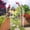 Cream White#1, variant on Garden Trellis, Metal Garden Arch with two plant stands 79.5'' Wide x 86.6'' High Climbing Plants Support Rose Arch Outdoor Black, Black Outdoor Garden Arch,Iron Metal Garden Trellis