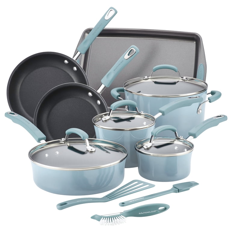 Rachael Ray Classic Brights 14-Piece Cookware Set, Sky Blue photo 1