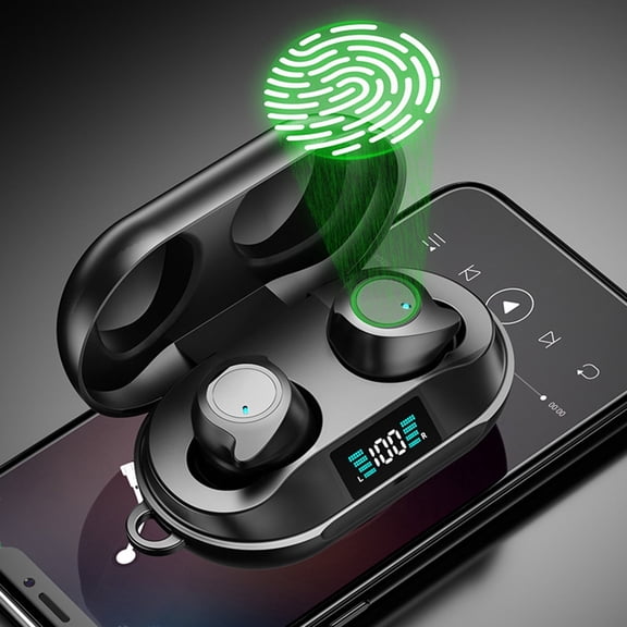 True Wireless Bluetooth 5.5 Earbuds - Wireless Charging Case, Sweatproof Design & Noise Cancellation, Low Latency for Gaming & Sports, Perfect for Active Lifestyles