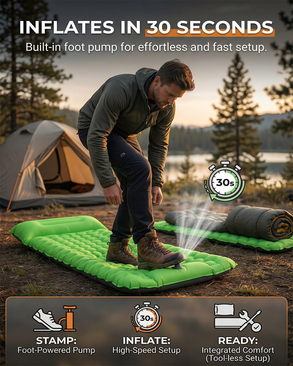 Lounge Mat - Your Portable Chill Zone, Inflatable Camping Mattress for Car SUV Travel, Thick Sleeping Pad with Ergonomic Support, Lightweight Foldable Outdoor Bed, Durable Leak-Resistant Air