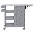 thumbnail image 5 of Foldable Outdoor Kitchen Island Patio Kitchen Island Outdoor Kitchen Cart Portable Prep Station with Lockable Wheels, Storage Cabinet and Towel Rack for Patio and Outdoor, Grey, 5 of 11