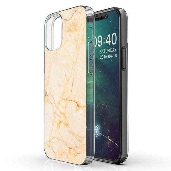 TalkingCase Slim Phone Case Compatible for Apple iPhone 12, 12 Pro, Yellow White Marble Print, Lightweight,Flexible,Soft, USA