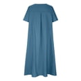 thumbnail image 2 of Tshirt Dress Women Cotton Linen Lightweight Short Sleeve Crewneck Loose Fit Flowy Maxi Dress Summer Lounge Dress, 2 of 4