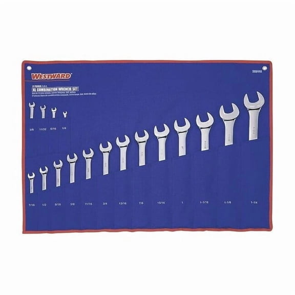 Westward Combo Wrench Set, Polish, 1/4-1-1/4in, 17Pc 3XU44
