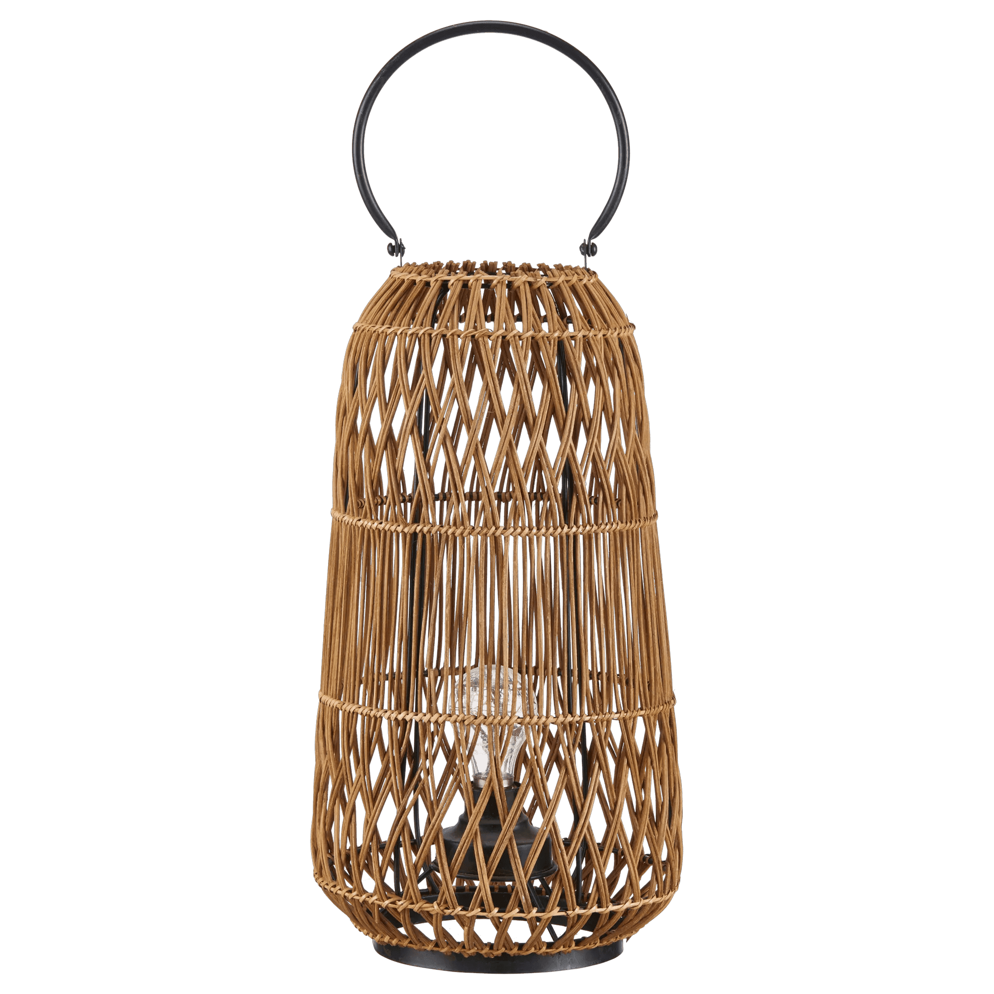 Beauclair Bouclair Outdoor Natural & Black Rattan Lantern with Metal Handle ...