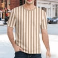 thumbnail image 2 of Rggeeun Men'S Tee Stylish Vertical Stripes Print Cotton Knit Crew Neck Short Sleeve Slim Fit For Summer Daily Wear Comfort Tops,Khaki,Xxxl, 2 of 4