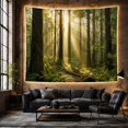 thumbnail image 6 of Evergreen Forest with Golden Sunbeams, Serene Digital Art for Nature Lovers, Woodland Home Decor, Housewarming Gift, Tapestry Wall Hanging for Bedroom and Living Room, 6 of 7
