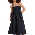 thumbnail image 3 of PENGXIANG une-Ligne Robe avec Poches Femmes Midi Robe avec Cravate Bretelles Spaghetti pour un Look d'Été Élégant, 3 of 6