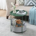 thumbnail image 4 of VECELO Round Side Table with Storage, Metal Small Nightstand with Removable Tray Top and Fabric Storage Basket for Living Room, Bedroom, Nursery, Laundry, Dark Green, 4 of 8