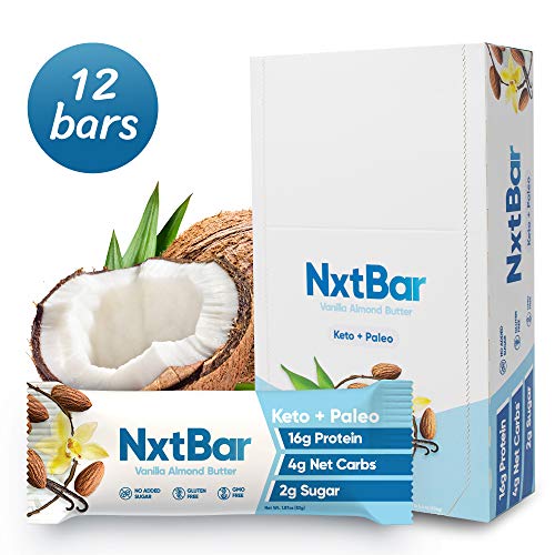 NxtBar Vanilla Almond Protein Bar Keto and Paleo Friendly Low Carb