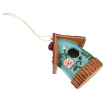 ELAYARD Resin Bird House Sky-Blue Unique Decorative Design for Outdoor Gardens and Porches