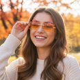 thumbnail image 4 of Hzzsbu Maple Leaf Shape Sunglasses, Rimless Sunglasses for Women Men, Funny Irregular Sun Glasses UV Protection Retro Frameless Funky Eyewear Party Glasses, 4 of 7