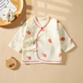 thumbnail image 2 of TEAJOPSUU 0-3M Preemie Newborn Baby Side Snap Shirt Cotton Boy Girl Unisex Underwear Cute Printed Short Sleeve Wrap Around Kimono Tees Pajama Tops C-Beige, 2 of 3
