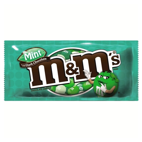 M&M's Mint Dark Chocolate Candies 1.5 oz Pouches Pack of 24